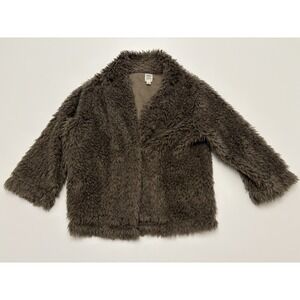 Women's Dylan Faux Fur Brown Vest Jacket 3/4 Length Sleeves SZ Small